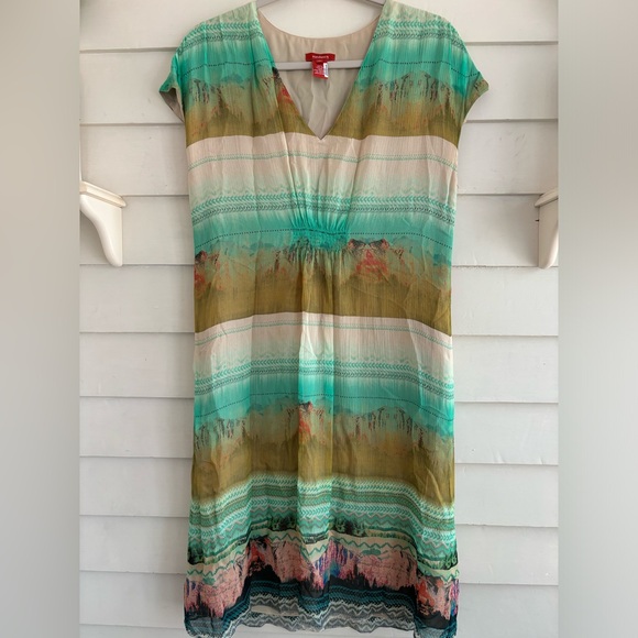 Sundance Silk Cap Sleeve Multicolor Dress Size 10 - Picture 3 of 12